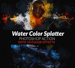 极品PS动作－水彩喷溅(12种效果/含高清视频教程)：Water Color Splatter Photoshop Act